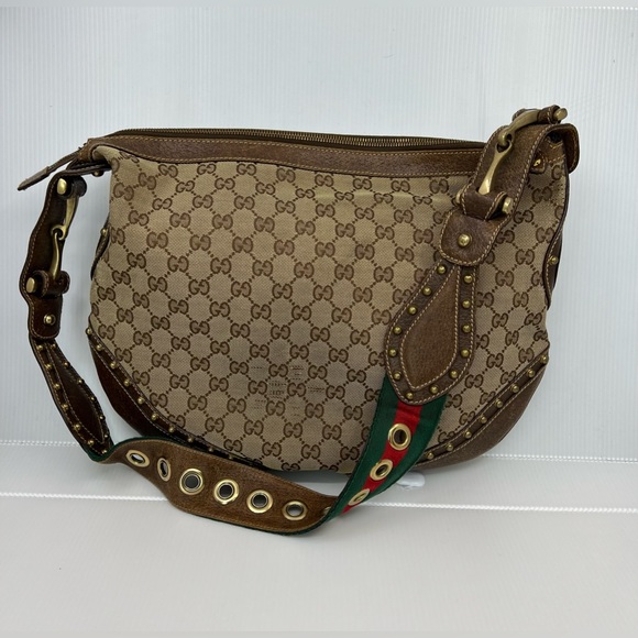 Gucci Pelham Monogram Canvas Studded Shoulder Bag - Picture 3 of 13